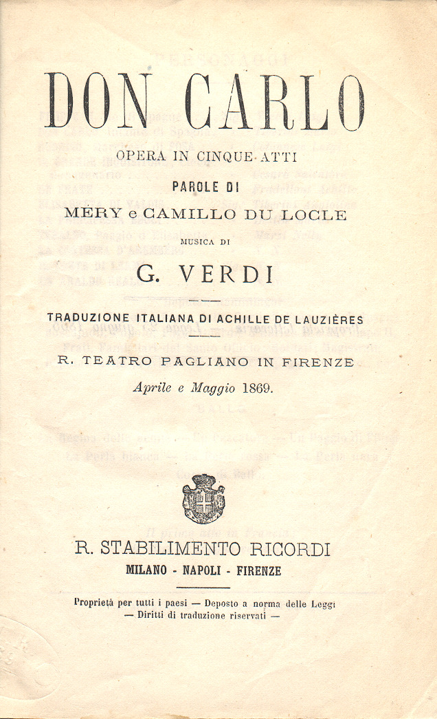 Giuseppe Verdi: Don Carlo, Carlo Giulini (1958, Live)